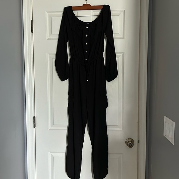 Iris black tie at waist jumpsuit size S - Picture 1 of 3